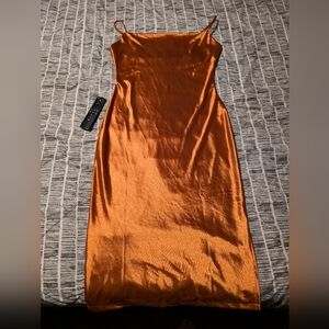 Silky/Satin Orange Cocktail Dress